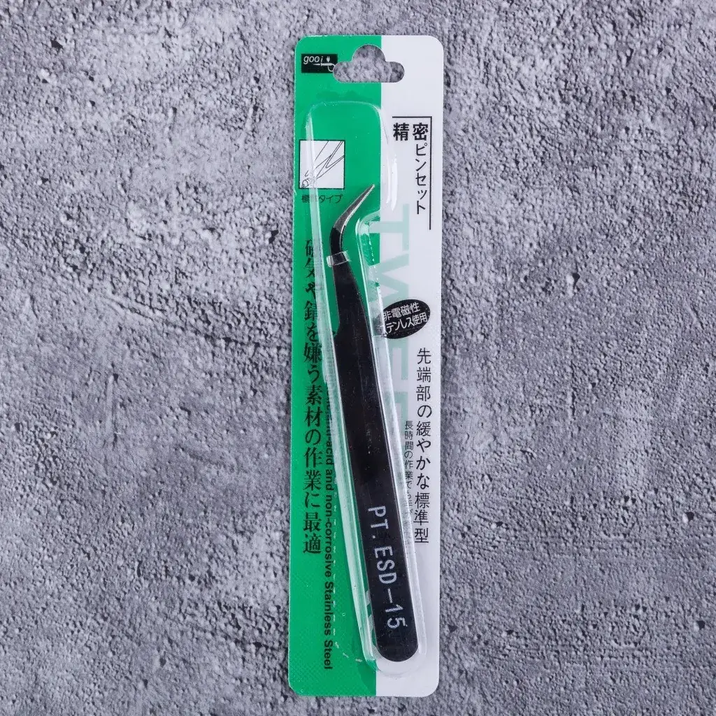 Electrostatic Black Nail Art Tweezers with 45° Bend - Image 6