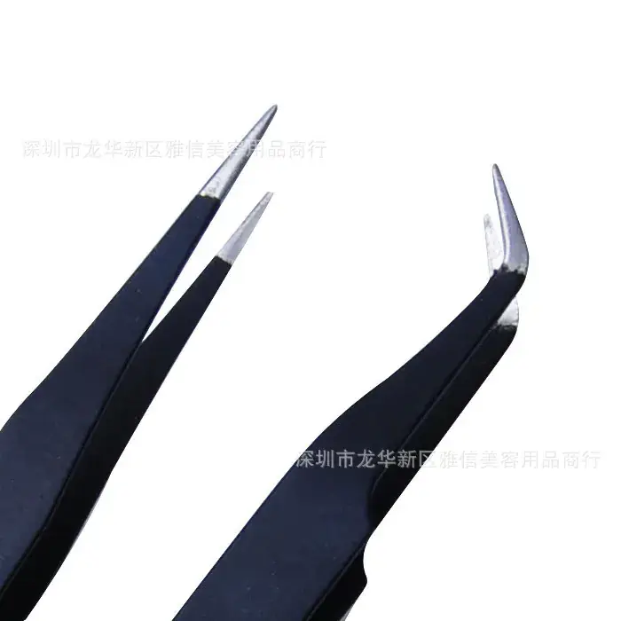 Electrostatic Black Nail Art Tweezers with 45° Bend — feature 5