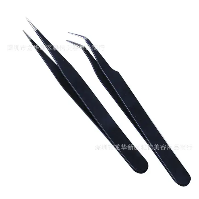 Electrostatic Black Nail Art Tweezers with 45° Bend — feature 6