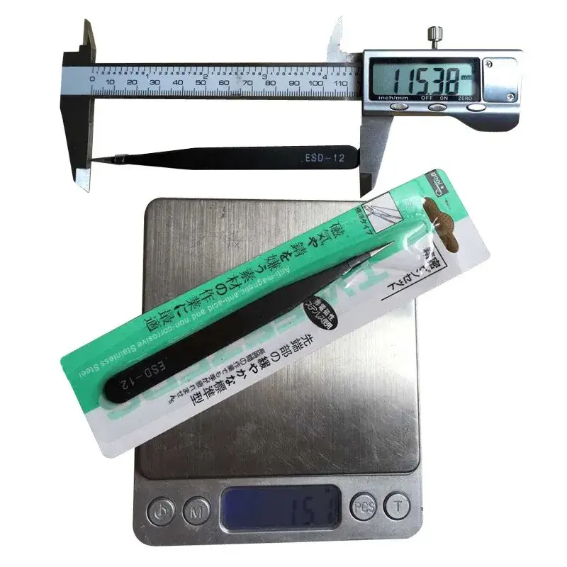 Electrostatic Black Nail Art Tweezers with 45° Bend - Image 2