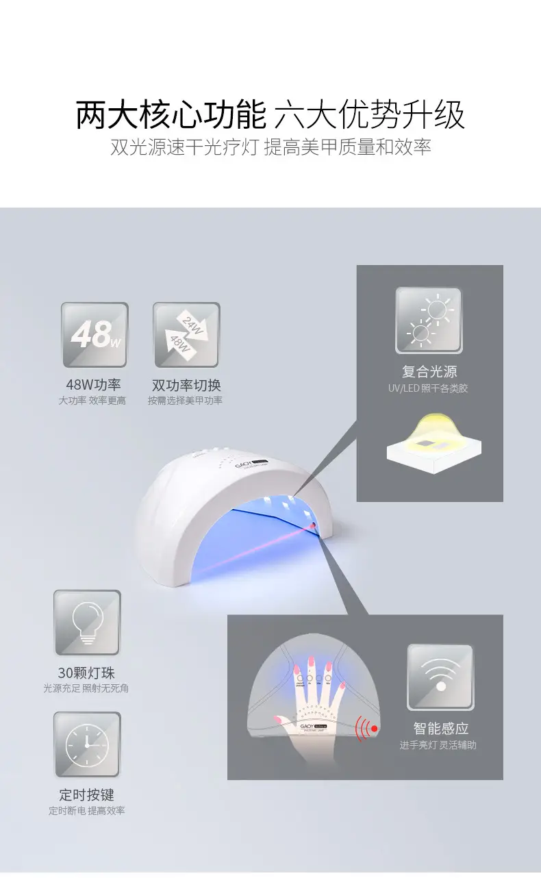 48W UV LED Phototherapy Lamp for Quick Baking & Hair Care — feature 2