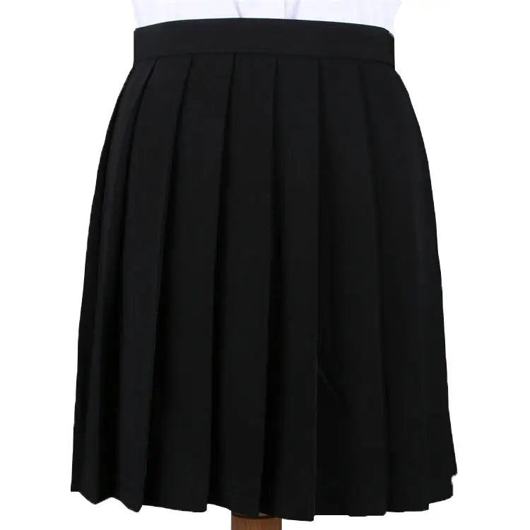 Black Pleated Japanese Summer Skirt for Women