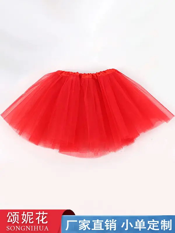 Red Mesh Dance Skirt 3-Layer Elastic Wholesale - Image 21