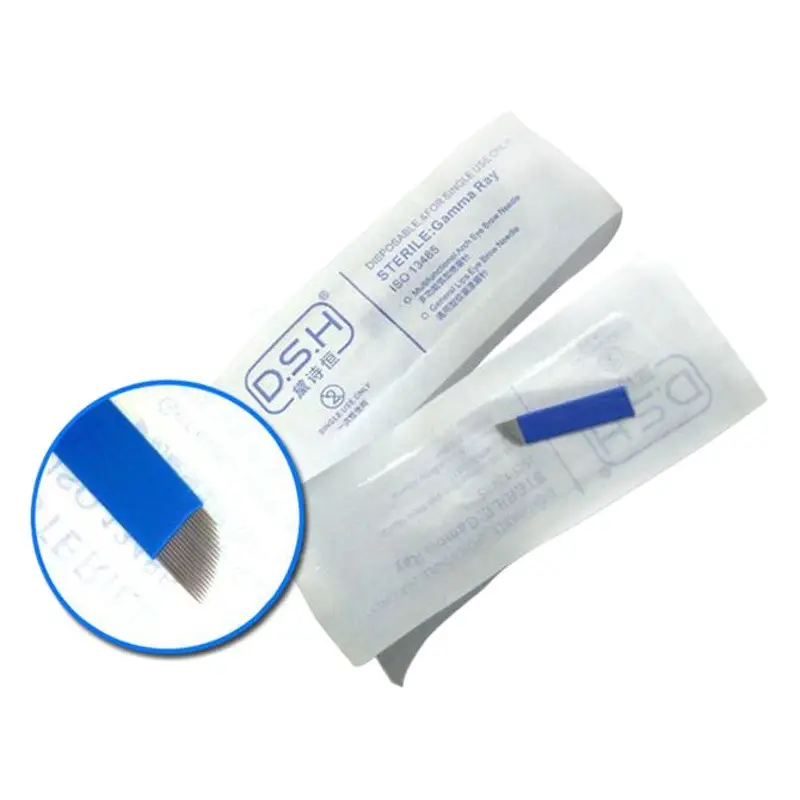 Blue Leather Embroidery Needle for Eyebrow & Hand Makeup