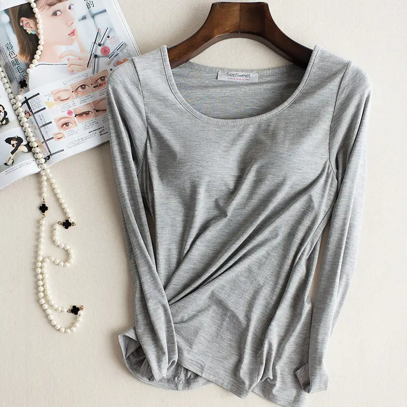 Women's Maroon Slim Fit T-Shirt with Chest Pad - Image 2