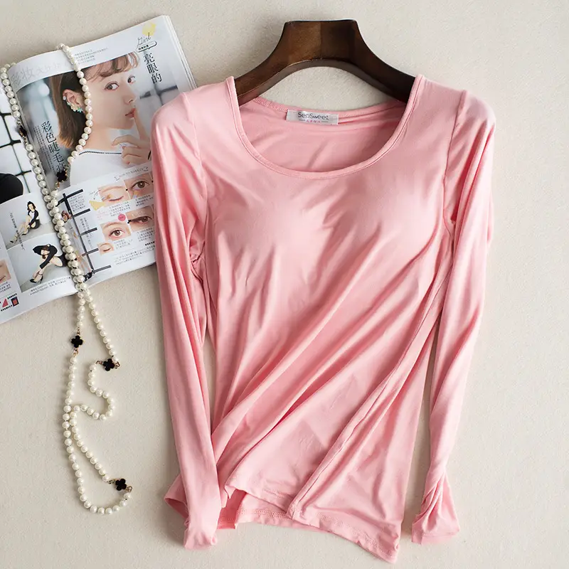 Women's Maroon Slim Fit T-Shirt with Chest Pad - Image 4