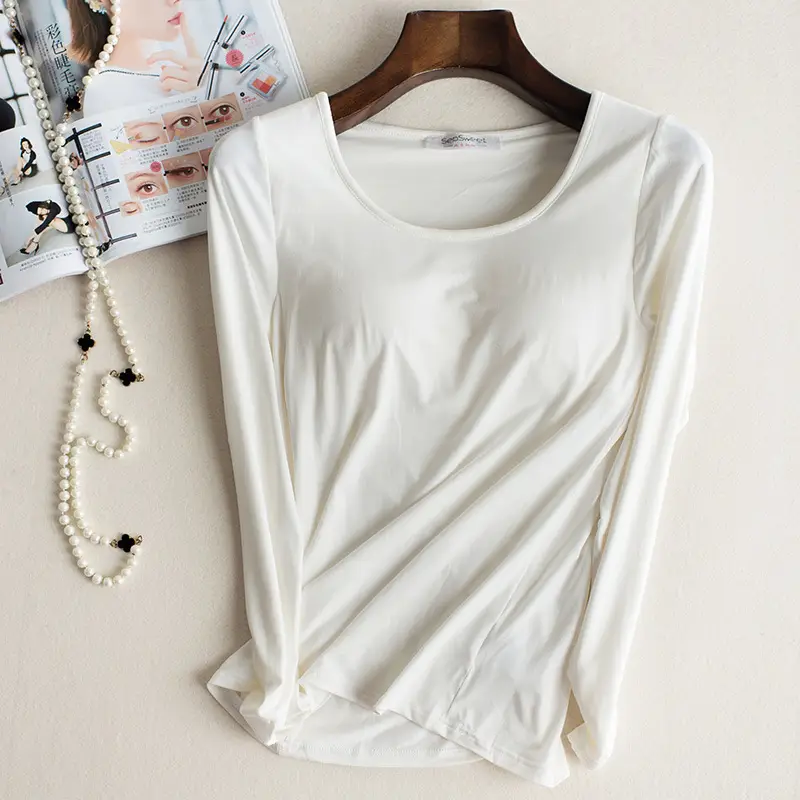 Women's Maroon Slim Fit T-Shirt with Chest Pad - Image 5