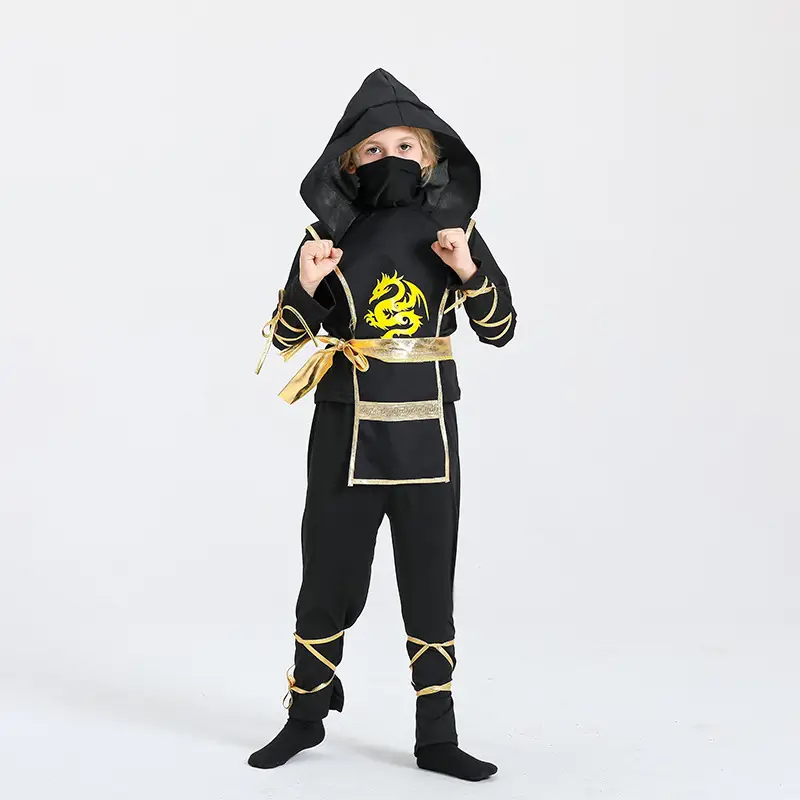 Naruto Samurai Kids Hooded Black Suit Halloween Costume - Image 2