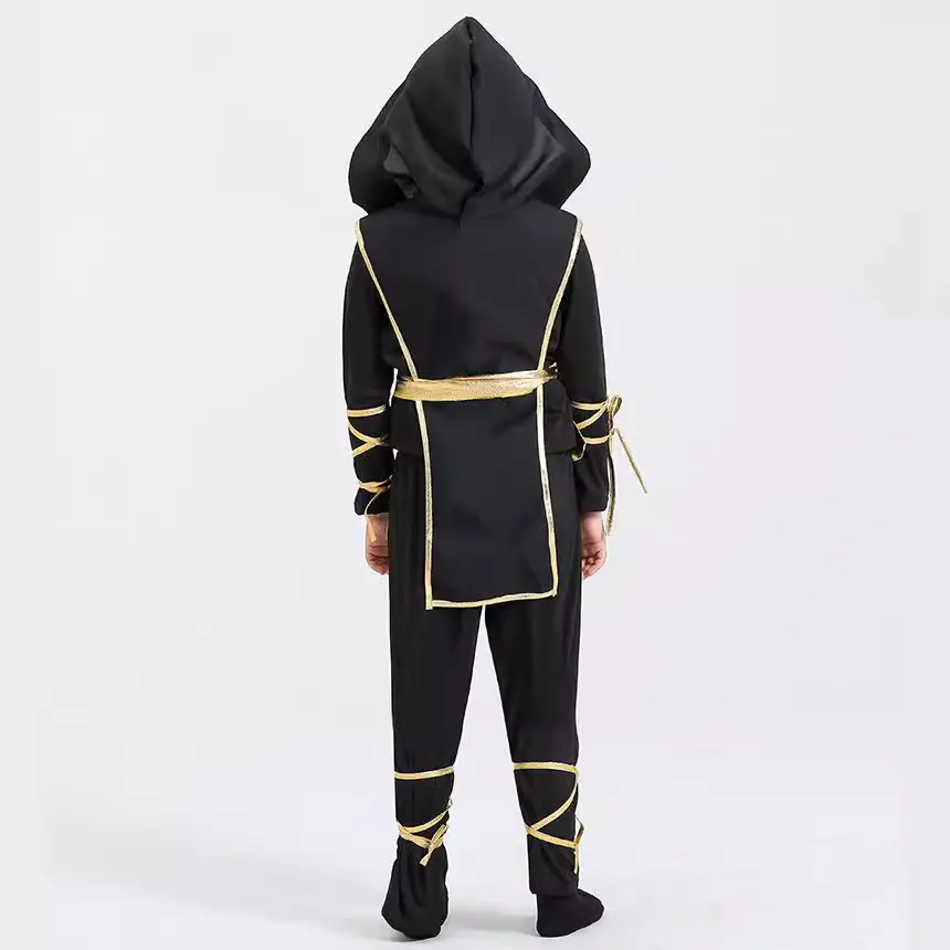 Naruto Samurai Kids Hooded Black Suit Halloween Costume - Image 4