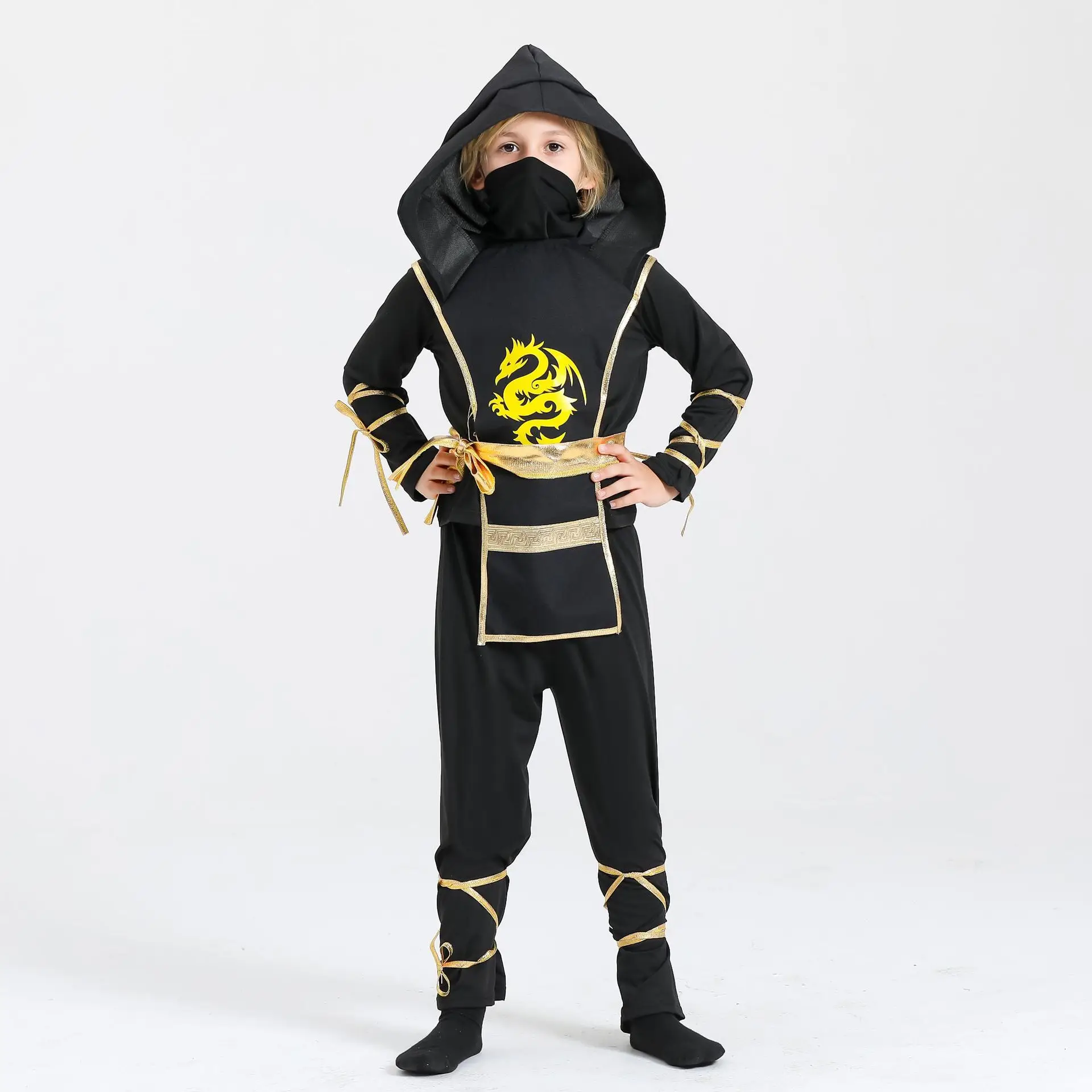 Naruto Samurai Kids Hooded Black Suit Halloween Costume - Image 5