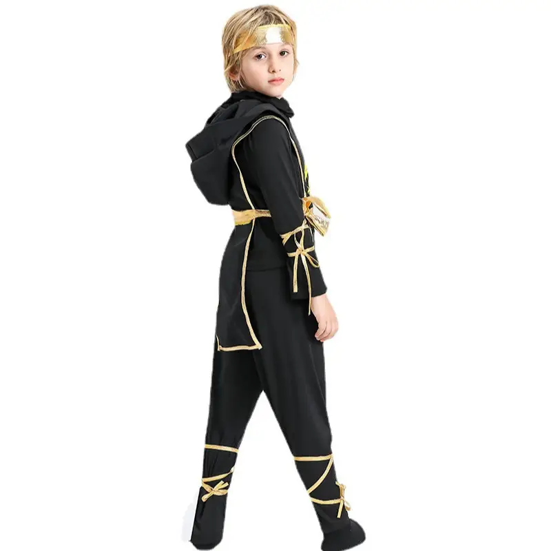 Naruto Samurai Kids Hooded Black Suit Halloween Costume - Image 6