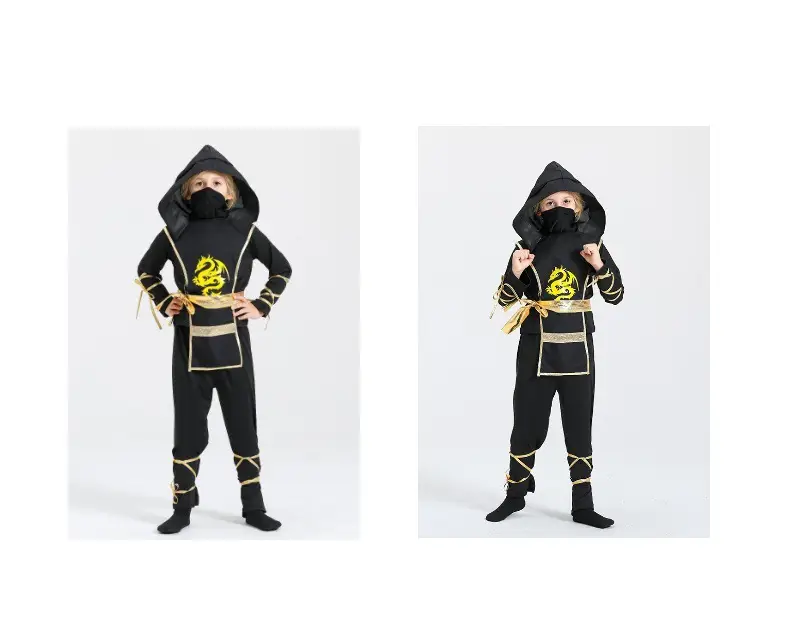 Naruto Samurai Kids Hooded Black Suit Halloween Costume — feature 5