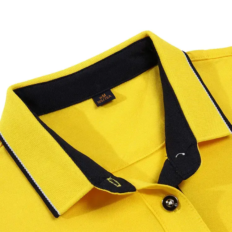Men Yellow Cotton Polo Shirt with Black Trim - Image 12