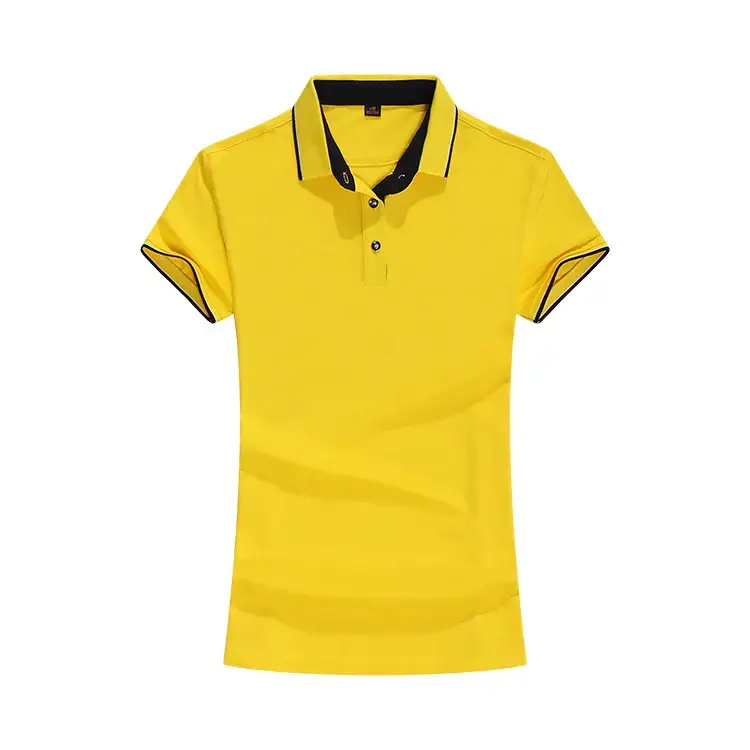 Men Yellow Cotton Polo Shirt with Black Trim - Image 6