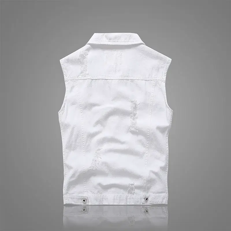 2025 White Denim Vest Men Slim Fit Waistcoat Style - Image 10