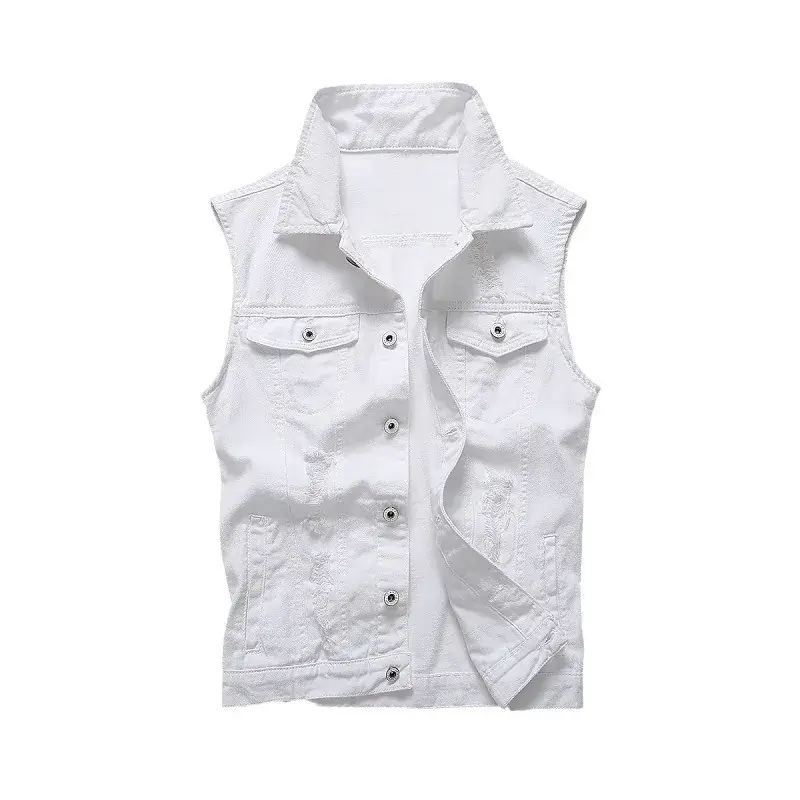 2025 White Denim Vest Men Slim Fit Waistcoat Style - Image 13