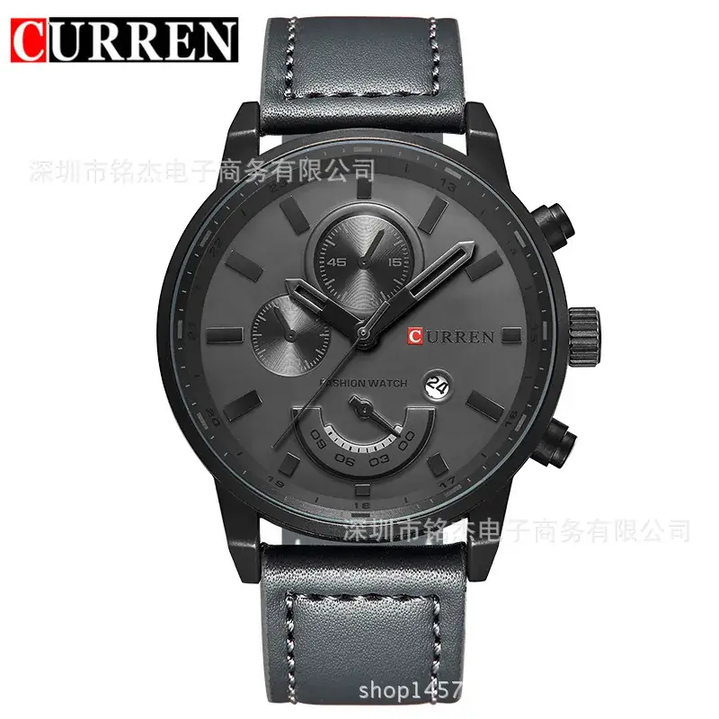 Men's Quartz Chronograph Watch Brown Leather Band