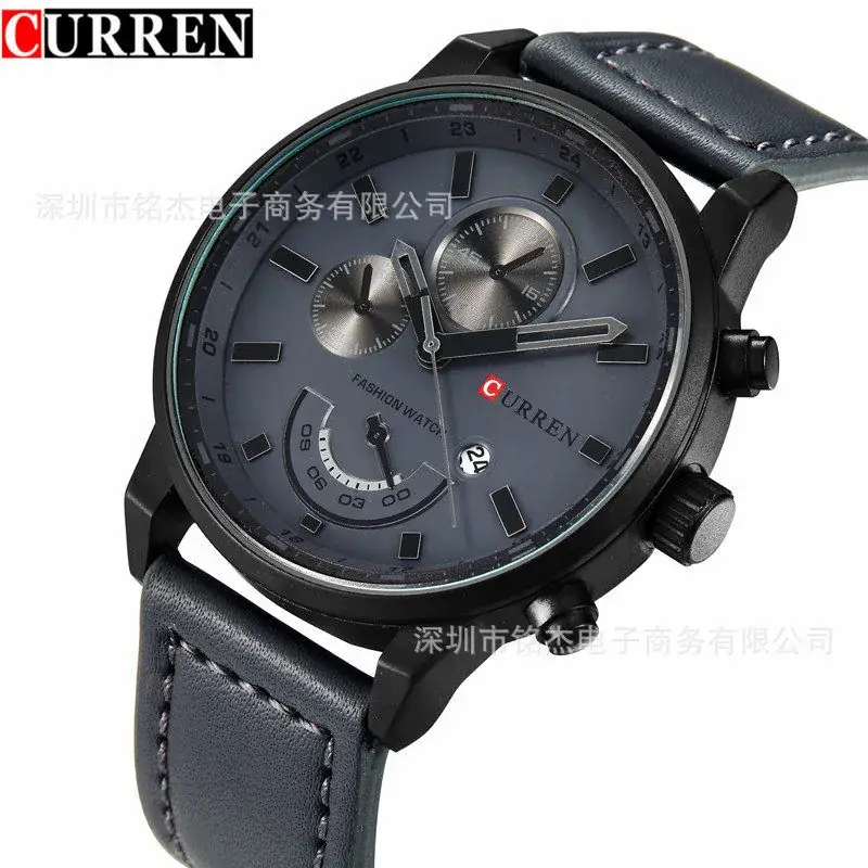 Men's Quartz Chronograph Watch Brown Leather Band