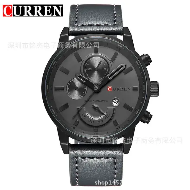 Men's Quartz Chronograph Watch Brown Leather Band