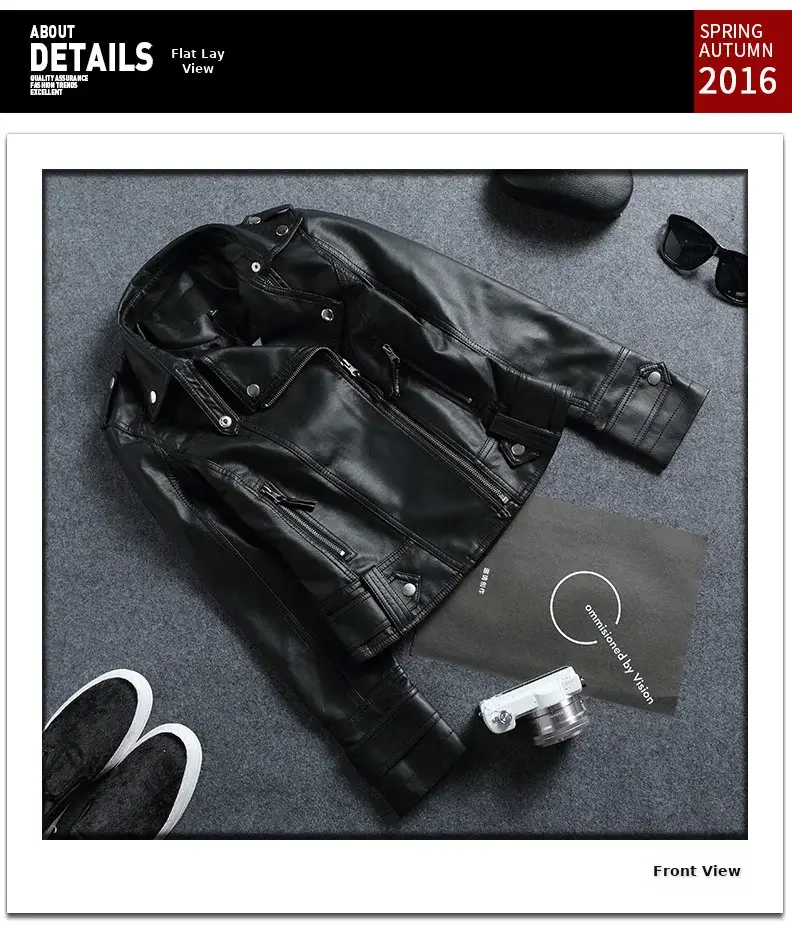 2024 Women's Black Leather Lapel Jacket Slim Fit Biker Clothing — feature 21