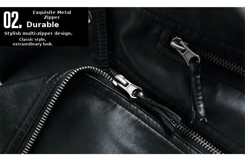 2024 Women's Black Leather Lapel Jacket Slim Fit Biker Clothing — feature 28