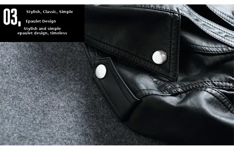 2024 Women's Black Leather Lapel Jacket Slim Fit Biker Clothing — feature 29