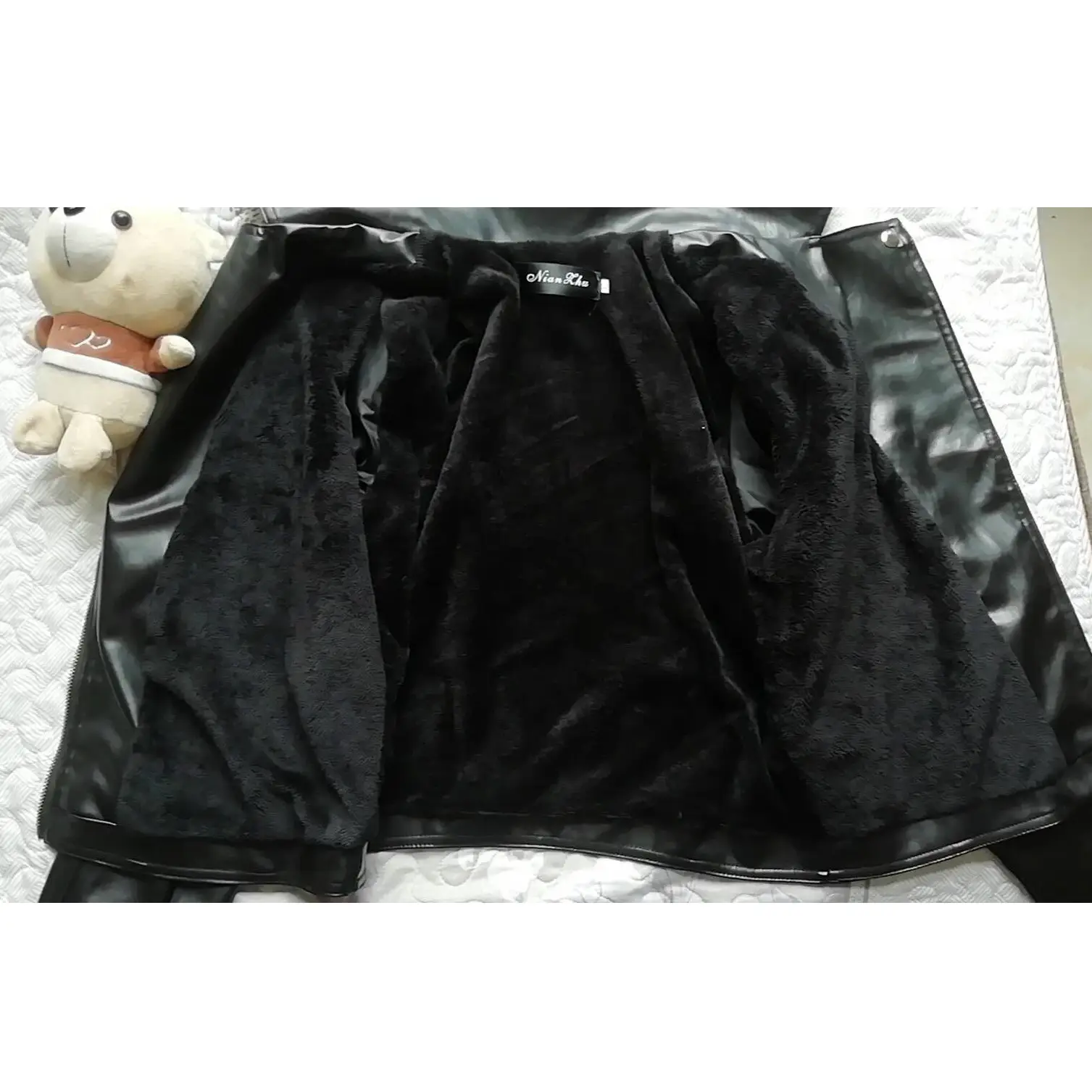 2024 Women's Black Leather Lapel Jacket Slim Fit Biker Clothing - Image 2