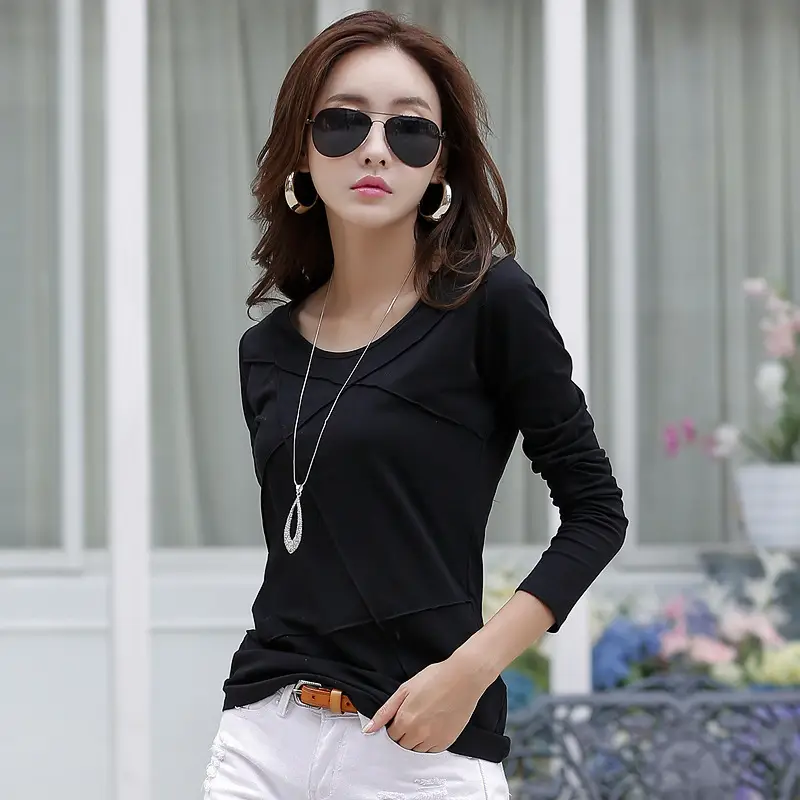 Women's Blue Long Sleeve Slim Fit T-Shirt - Image 8