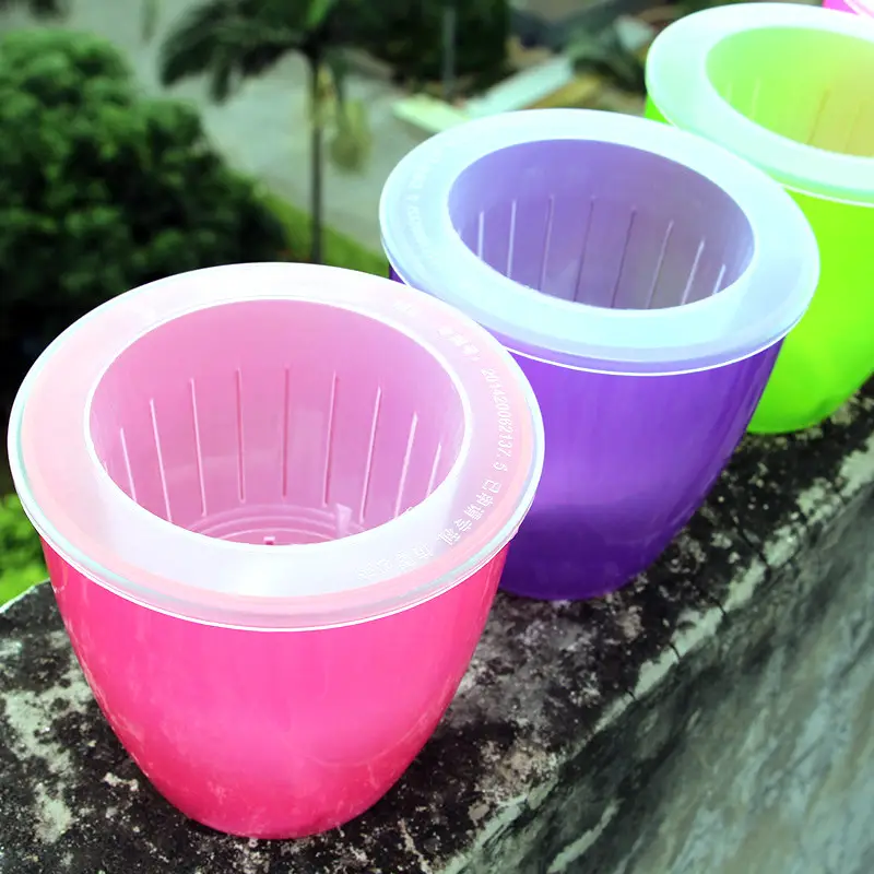 Plastic Flower Pots with Automatic Watering and Water Absorption, Resin Hydroponic Pots for Succulents, Green Plants, Potted Flowers, and Green Radish Plants, Lazy Flower Pots