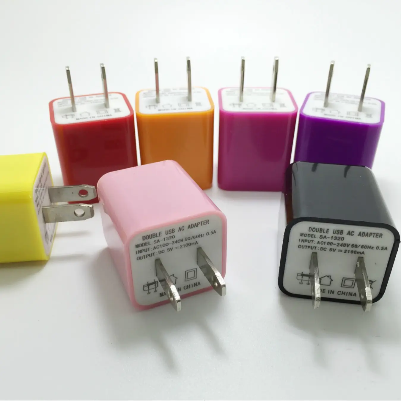 Double USB Charger for Apple Android 1A US Gauge