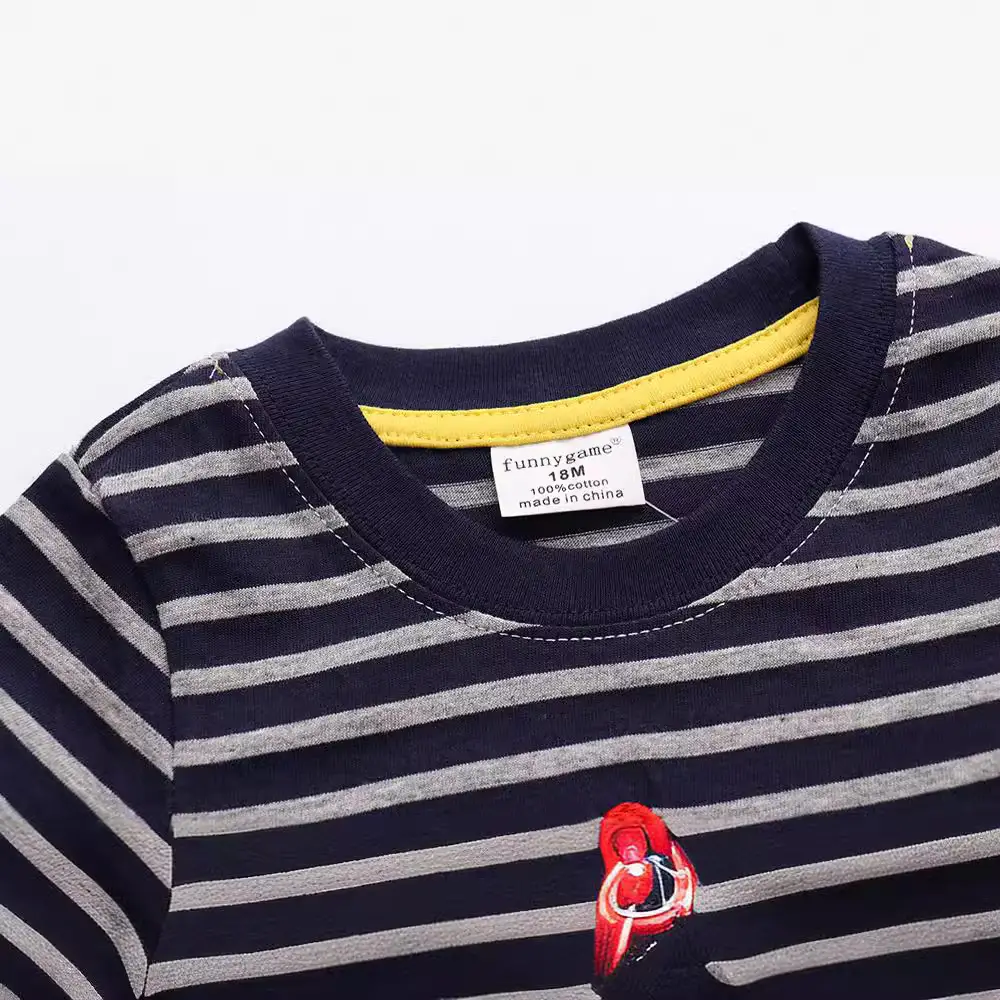 Autumn Striped Long Sleeve T-Shirt for Boys - Image 3