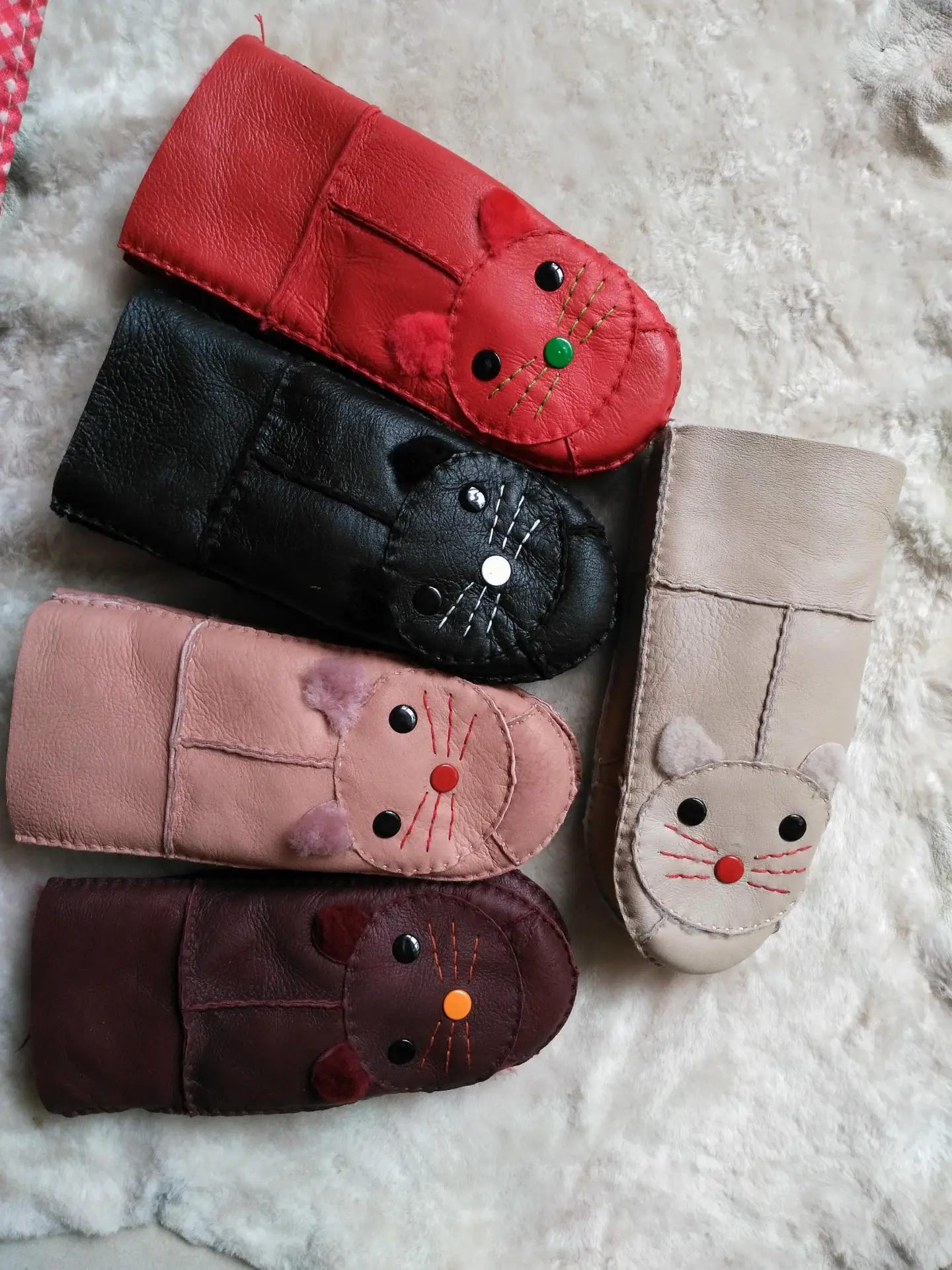 Factory Wholesale Kids Wool Fur Gloves Pink Winter Snow Skiing Warm — feature 8