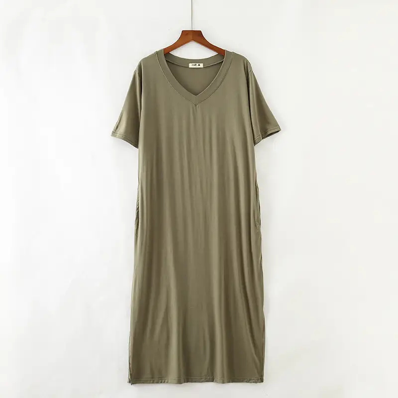 Black Korean Style V Neck Cotton Dress Large - Image 5