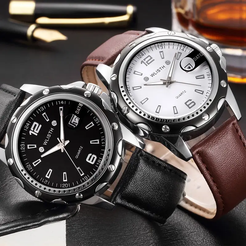 Wishman Men's Quartz Calendar Watch Brown Leather Strap