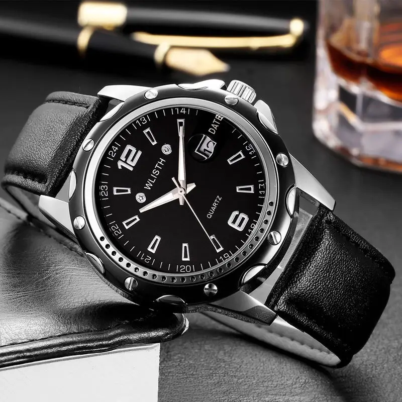 Wishman Men's Quartz Calendar Watch Brown Leather Strap