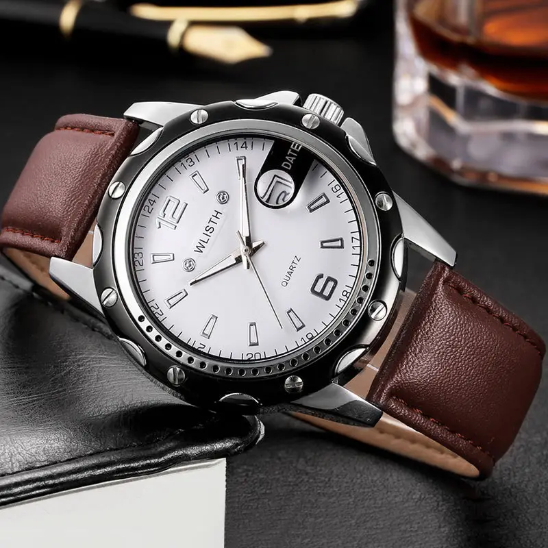 Wishman Men's Quartz Calendar Watch Brown Leather Strap
