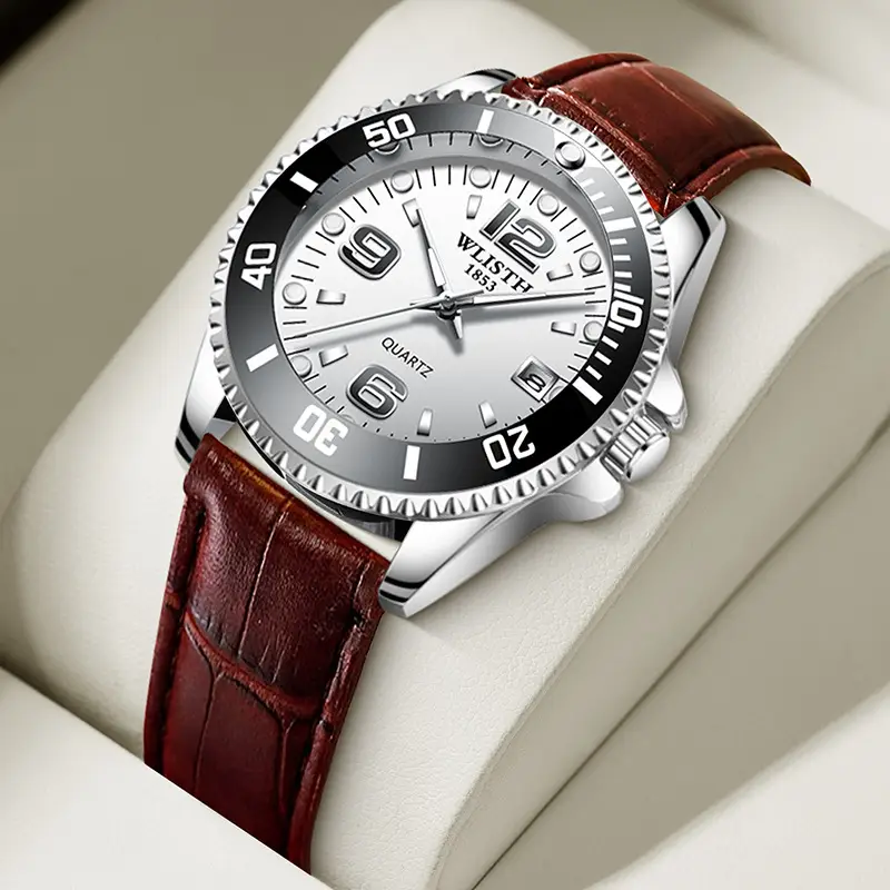 Wishman Men's Quartz Calendar Watch Brown Leather Strap