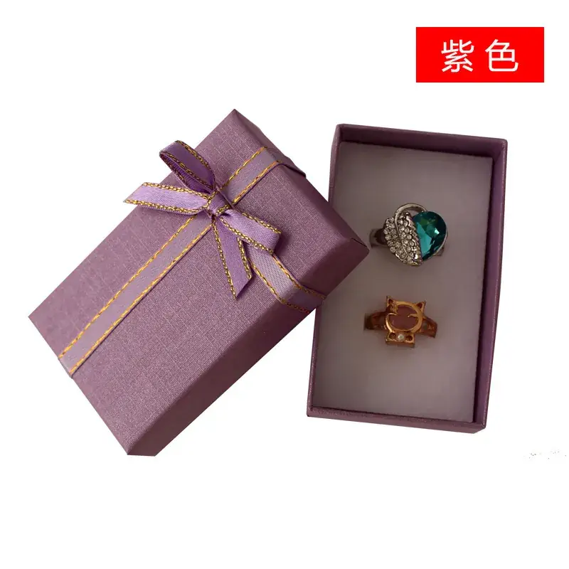 Purple Bow Jewelry Box with Earrings & Ring Set