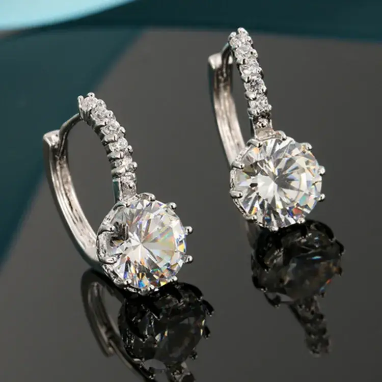 Korean New 925 Silver Plated 18K Gold Ear Buckle Crystal Sunflower Zircon Earrings - Image 2