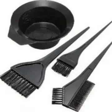 Hair Dye & Brush Set Black 4-Piece