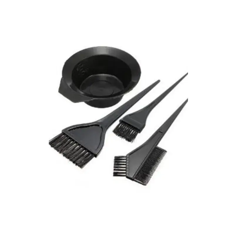 Hair Dye & Brush Set Black 4-Piece