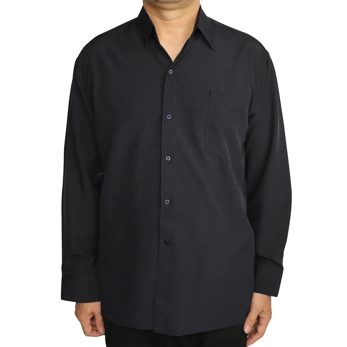 Men's Grey Flat Hem Long Sleeve Shirt