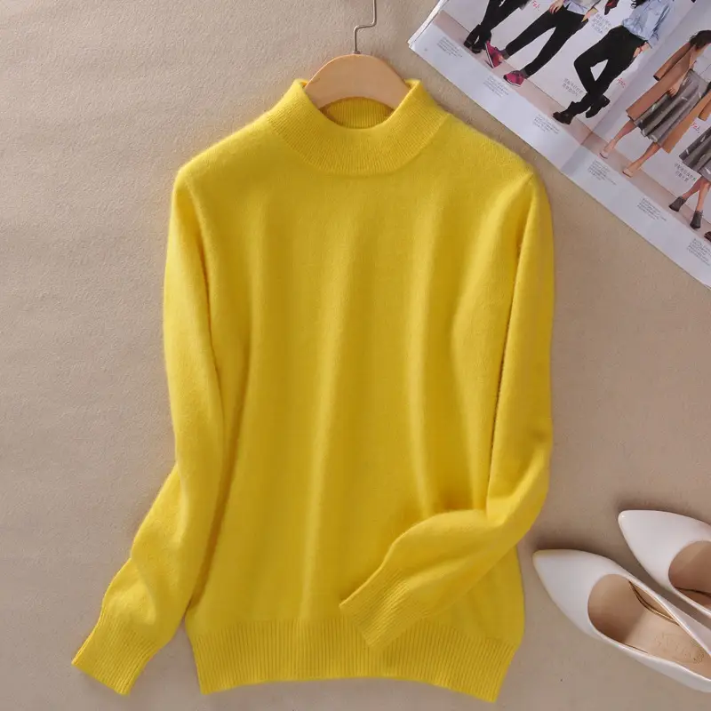 Women Woolen Red Half Turtleneck Sweater - Image 17