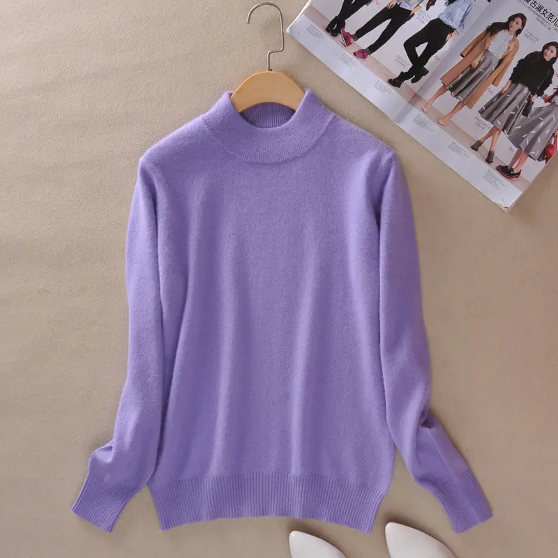 Women Woolen Red Half Turtleneck Sweater - Image 19