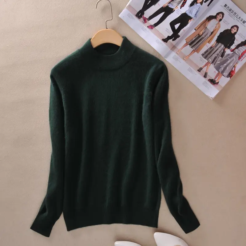 Women Woolen Red Half Turtleneck Sweater - Image 10