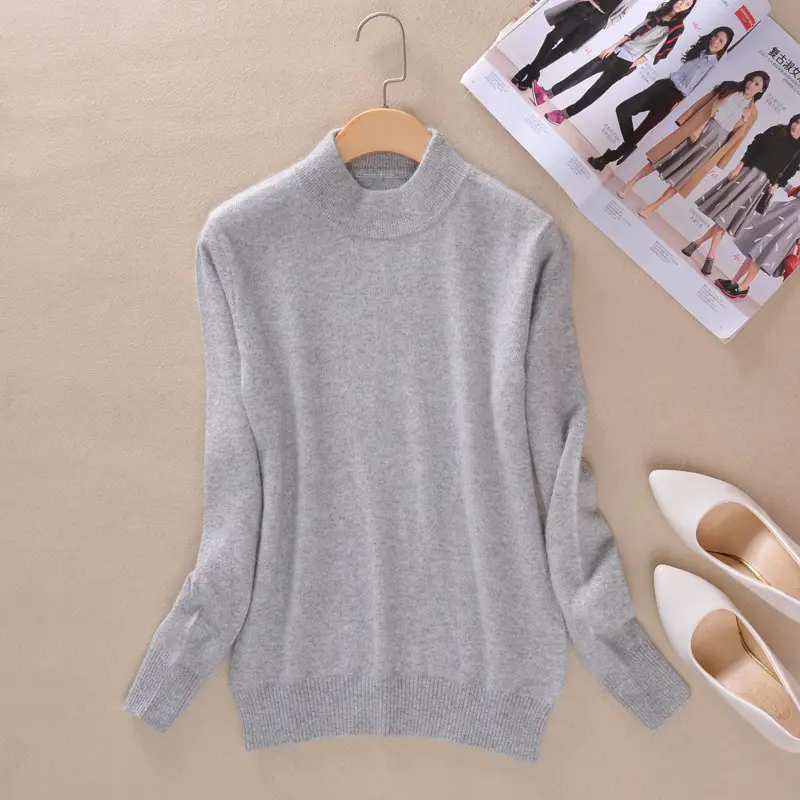 Women Woolen Red Half Turtleneck Sweater - Image 11