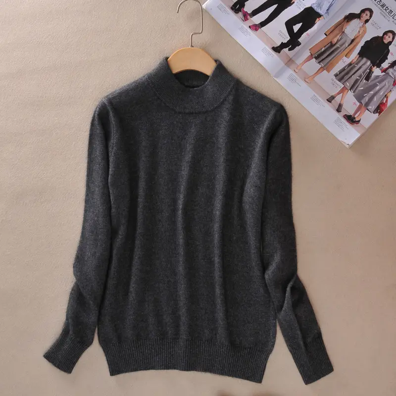Women Woolen Red Half Turtleneck Sweater - Image 12