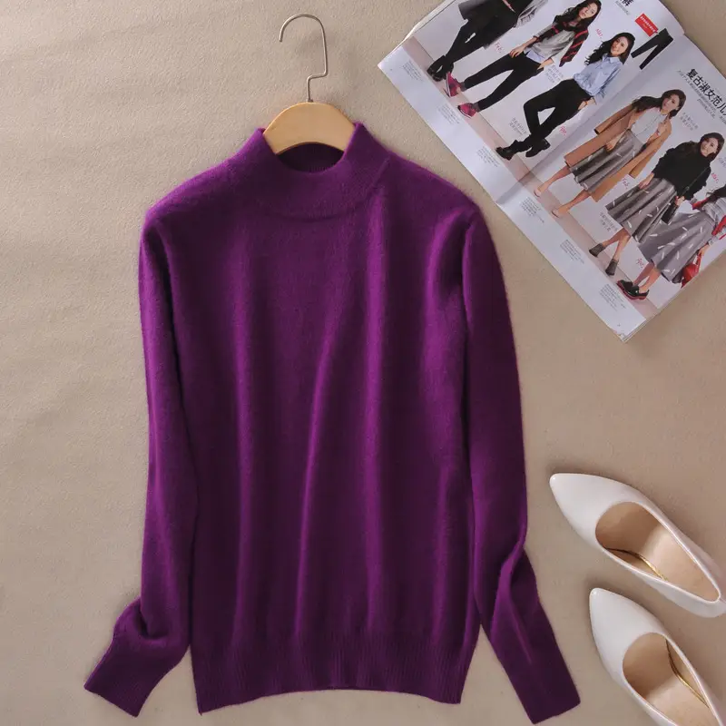 Women Woolen Red Half Turtleneck Sweater - Image 14