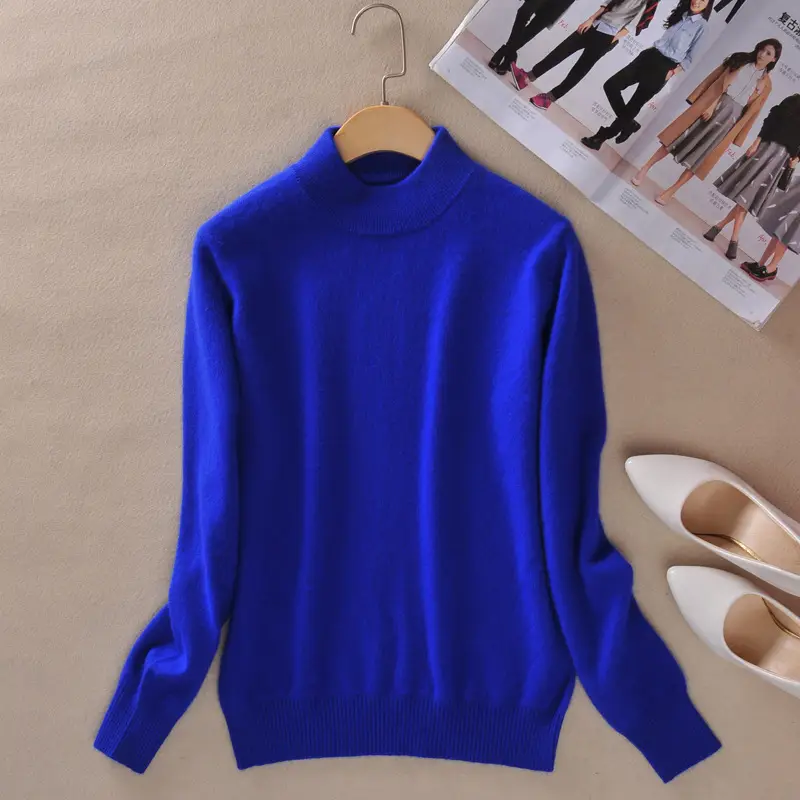 Women Woolen Red Half Turtleneck Sweater - Image 5
