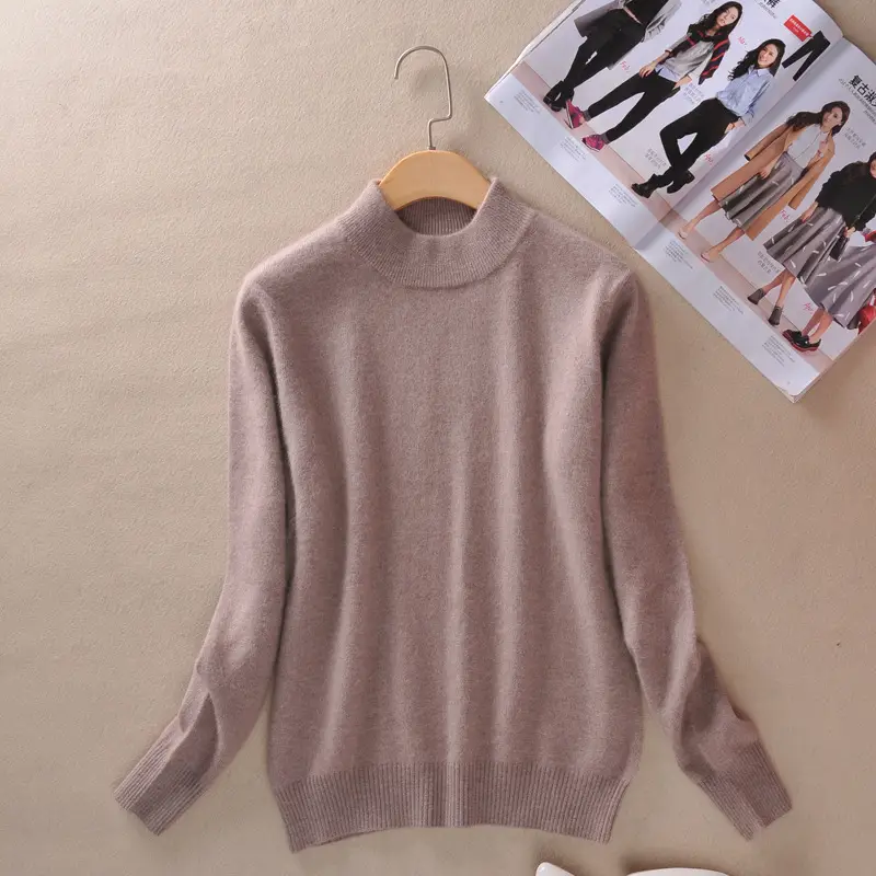 Women Woolen Red Half Turtleneck Sweater - Image 6